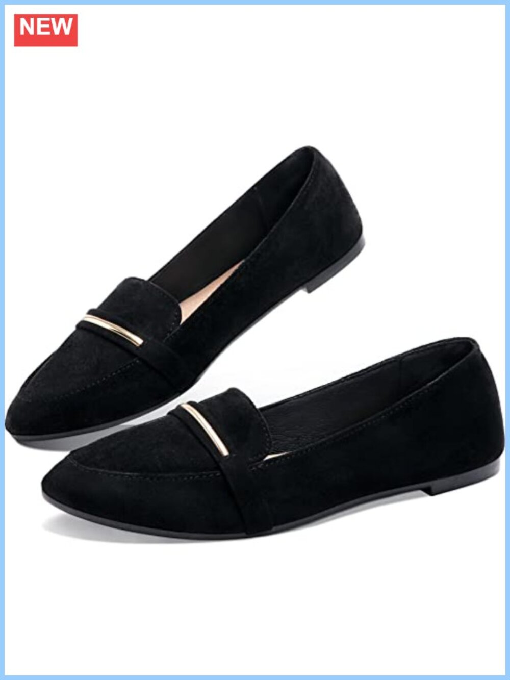 Pointy Toe Loafer Flat Faux Suede Penny Slip On Work Ballet Flat